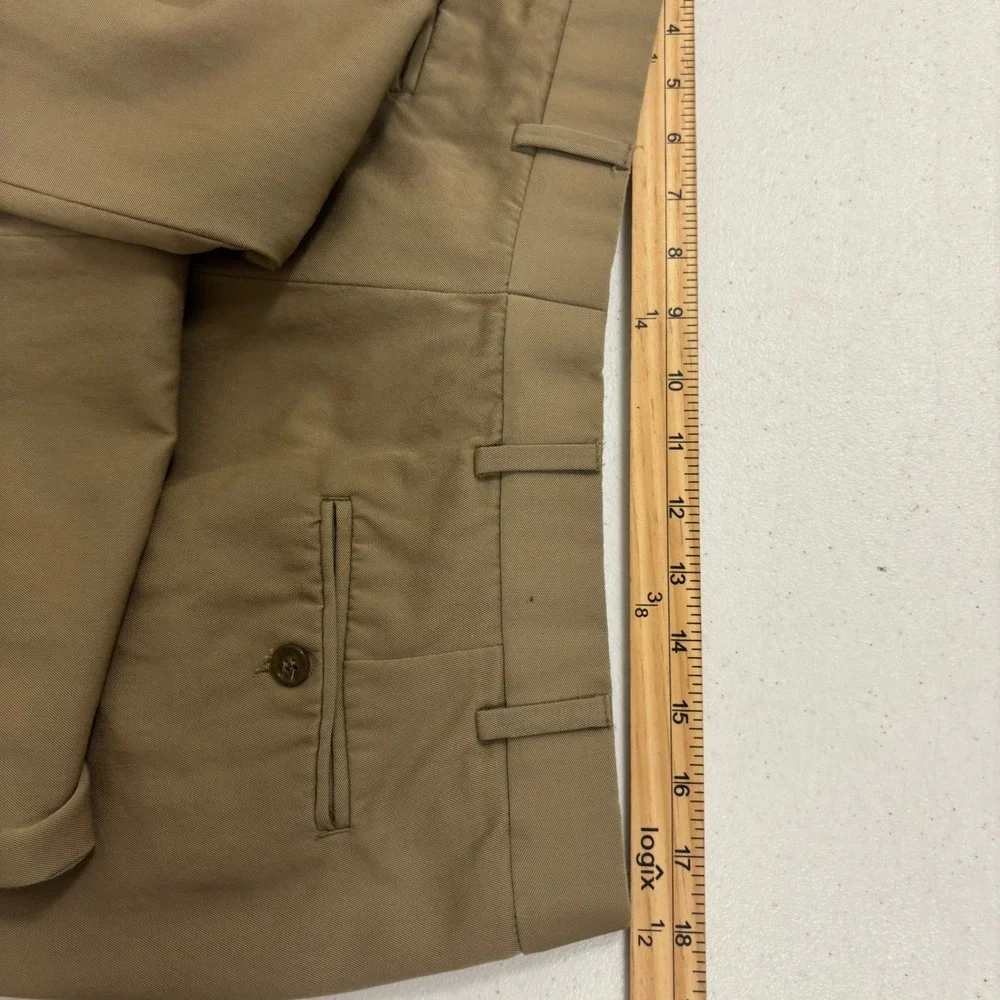 Brooks Brothers 346 Mens Tan 100% Wool Pleated Cuffed Dress Pants 36x27.5